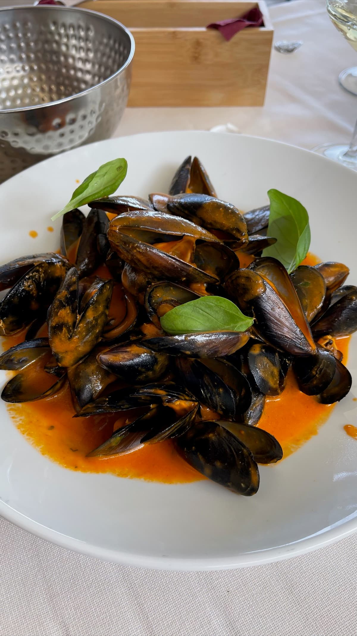 Cozze al sugo con basilico fresco — il sapore del mare ligure